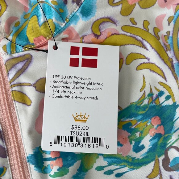 Kastel Denmark - Quarter Zip Tank Top - Floral "Festical Ikat" -  Large - Picture 5 of 5